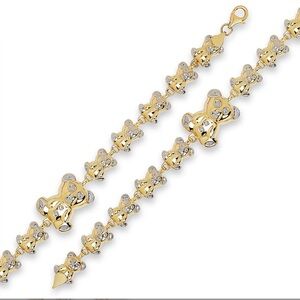 Teddy Bear Link 10kt Gold Necklace And Matching Bracelet